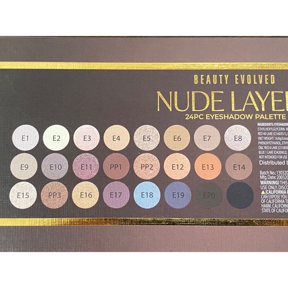 Beauty Evolved Nude Layers 24PC Eyeshadow Palette Neutral Matte Shimmer New